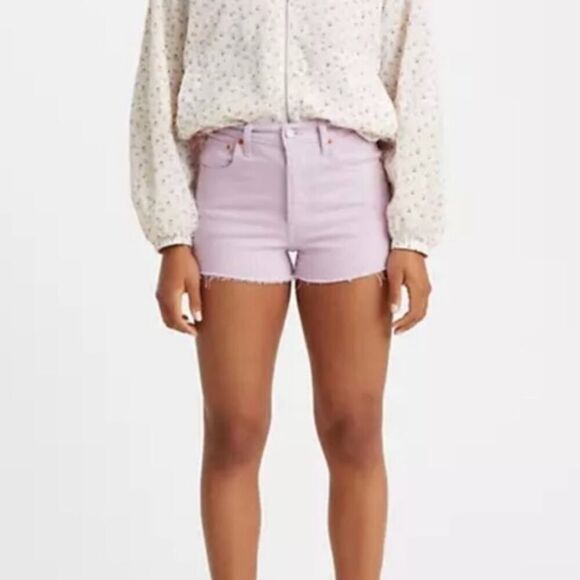 Levi's Light Purple Lavender Ribcage Shorts Size 29 - Picture 4 of 7